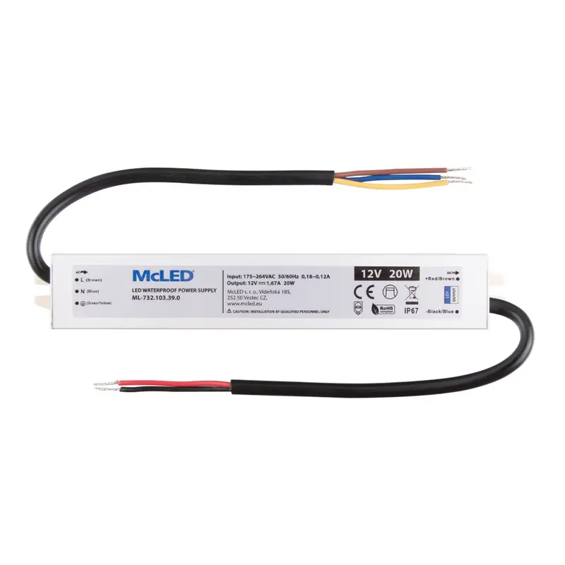 Vrácení Zdarma MCLED ZDROJ NAPÁJ. 20W DC12V 1,67A IP67 HLINÍK ML-732.103.39.0