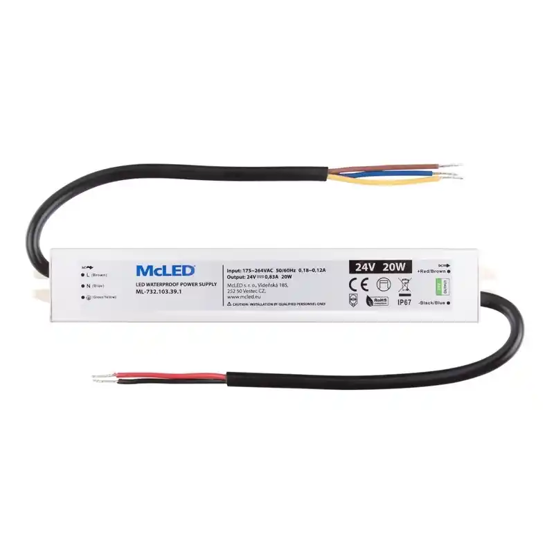 Top Prodej MCLED ZDROJ NAPÁJ. 20W DC24V 0,83A IP67 HLINÍK ML-732.103.39.1