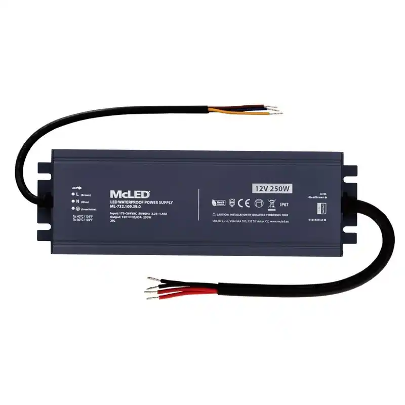 MCLED ZDROJ NAPÁJ. 250W DC12V 20,83A IP67 HLINÍK ML-732.109.39.0 Poslední Šance