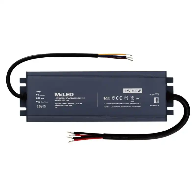 MCLED ZDROJ NAPÁJ. 300W DC12V 25A IP67 HLINÍK ML-732.110.39.0 Speciální Cena