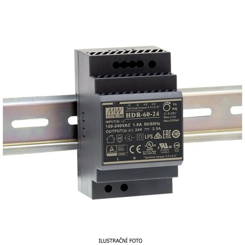 Expresní Doručení MEAN WELL ZDROJ AC/DC NA DIN LIŠTU HDR-60-48 60W VSTUP 88-264V AC, 124-370V DC VÝSTUP 48V 0-1.25A 93044