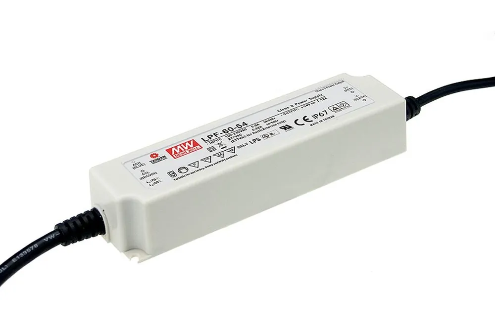 MEAN WELL ZDROJ PRO LED LPF-60-54 60W VSTUP 90-305V AC, 127-431V DC VÝSTUP 54V 0-1.12A 90538 Výprodej