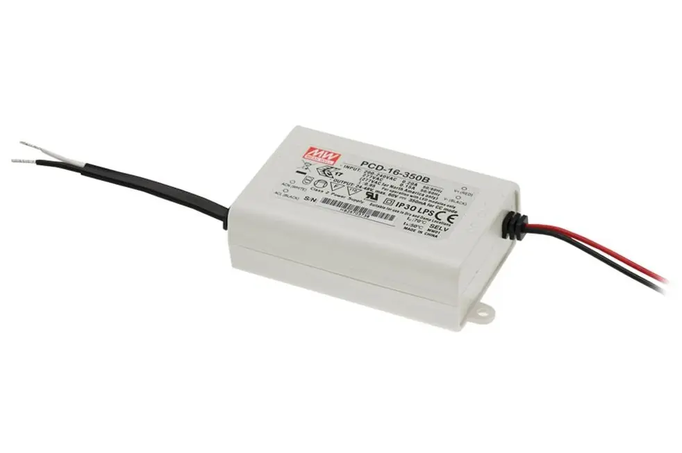 Novinka MEAN WELL ZDROJ PRO LED PCD-16-350B 17W VSTUP 180-295V AC VÝSTUP 350MA 24-48V 90430