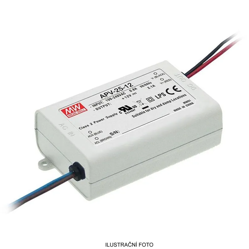Pouze Dnes MEAN WELL ZDROJ PRO LED APV-25-24 25W VSTUP 90-264V AC, 127-370V DC VÝSTUP 24V 0-1.05A 91483