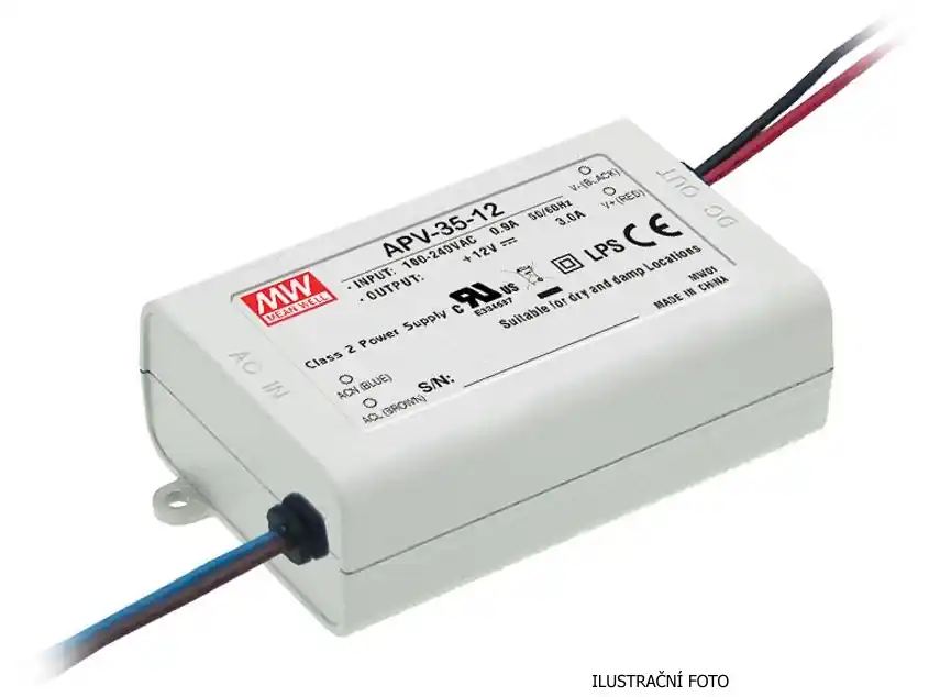 Výhodná Nabídka MEAN WELL ZDROJ PRO LED APV-35-12 36W VSTUP 90-264V AC, 127-370V DC VÝSTUP 12V 0-3A 91491