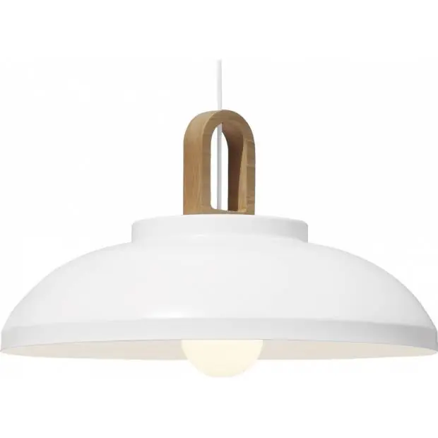 Rychlé Dodání LEOK50V SESSAK LEOK50V Leone 50 K23818L-1V - Nadčasové závěsné svítidlo s ořechovým dřevem Ø50cm, bílá mat Nordlux