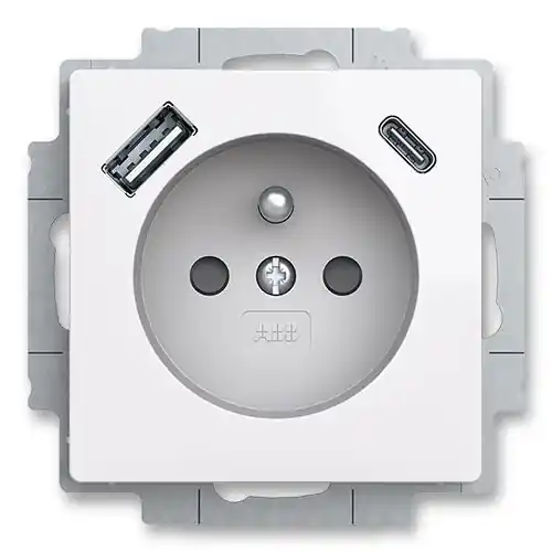 Top Prodej Zásuvka jednonásobná s kolíkem, s clonkami, USB-A USB-C ABB Zoni 5569T-A32357 500 bílá