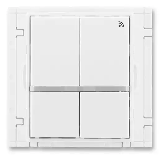 Zlevněný Vysílač RF signálu čtyřtlačítkový nástěnný 868 MHz ABB Time Element 3299E-A11908 01 bílá/ledová bílá