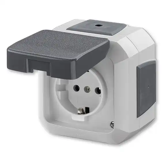 ABB VARIANT 5518N-C03540 S ZÁSUVKA JEDNONÁSOBNÁ IP54 SCHUKO S VÍČKEM ŠEDÁ Sleva