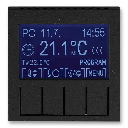 Termostat univerzální programovatelný (ovládací jednotka) ABB Levit 3292H-A10301 63 onyx/kouřová černá Vysoce Kvalitní
