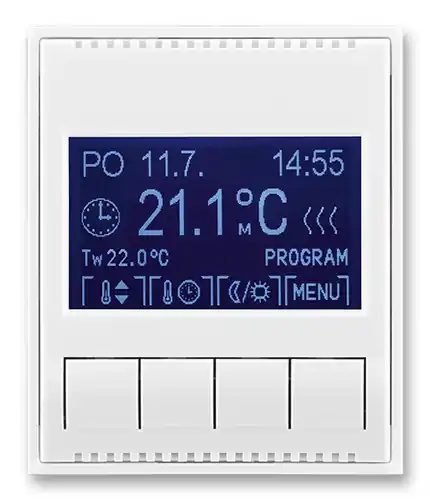 Termostat univerzální programovatelný (ovládací jednotka) ABB Element Time 3292E-A10301 01 bílá/ledová bílá Akční Nabídka