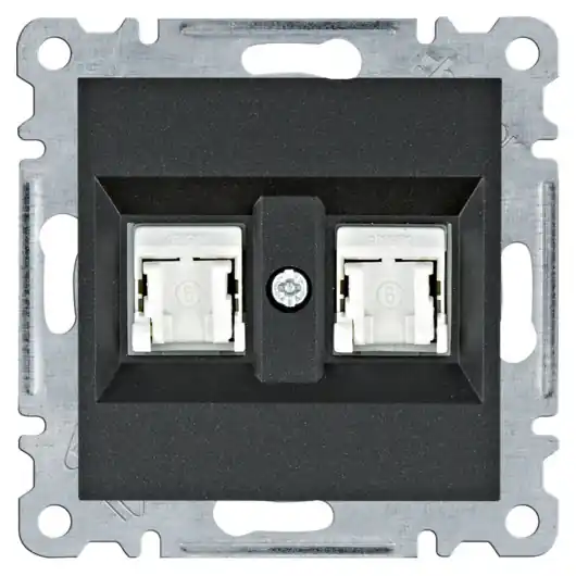 Datová zásuvka Hager Lumina 2x RJ cat.6 UTP, WL2163, IP20, černá mat Výprodej
