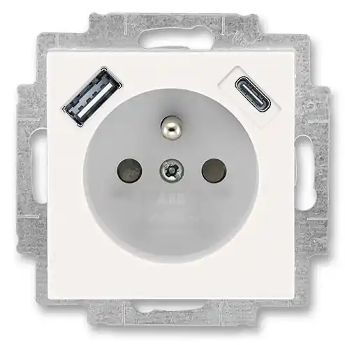 Nízká Cena Zásuvka jednonásobná s clonkami s USB nabíjením (USB-A + USB-C) ABB Levit M 5569H-A32357 68 perleťová/ledová bílá
