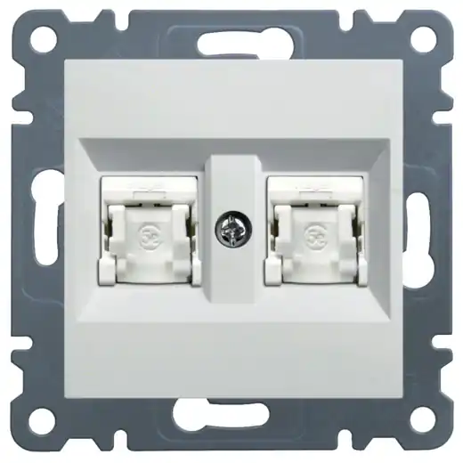Výprodej Datová zásuvka Hager Lumina 2x RJ cat.6 FTP, WL2180, IP20, bílá lesk