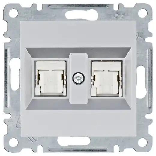 Datová zásuvka Hager Lumina 2x RJ cat.6 FTP, WL2182, IP20, stříbrná mat Finální Výprodej