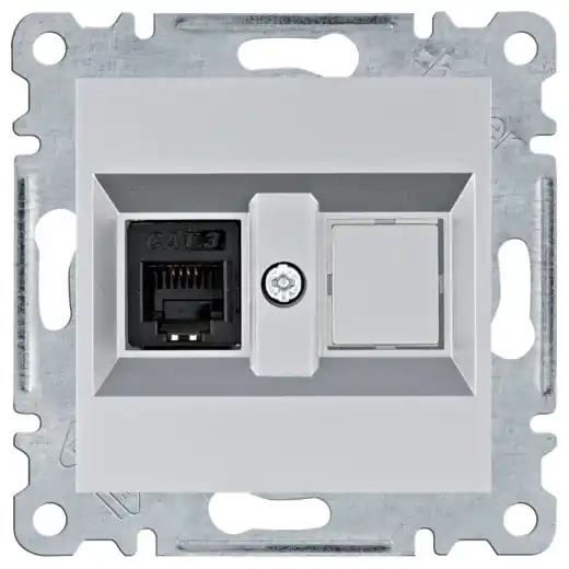 Telefonní zásuvka Hager Lumina 1x RJ11 cat.3 UTP, WL2012, IP20, stříbrná mat Rychlé Dodání