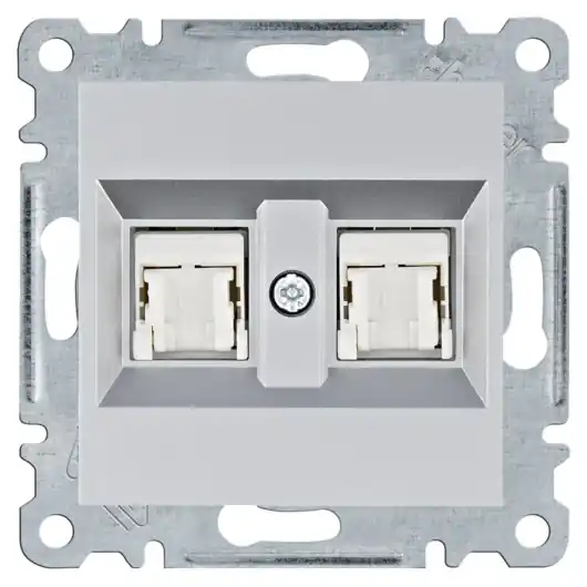 Nízká Cena Datová zásuvka Hager Lumina 2x RJ cat.5e UTP, WL2122, IP20, stříbrná mat