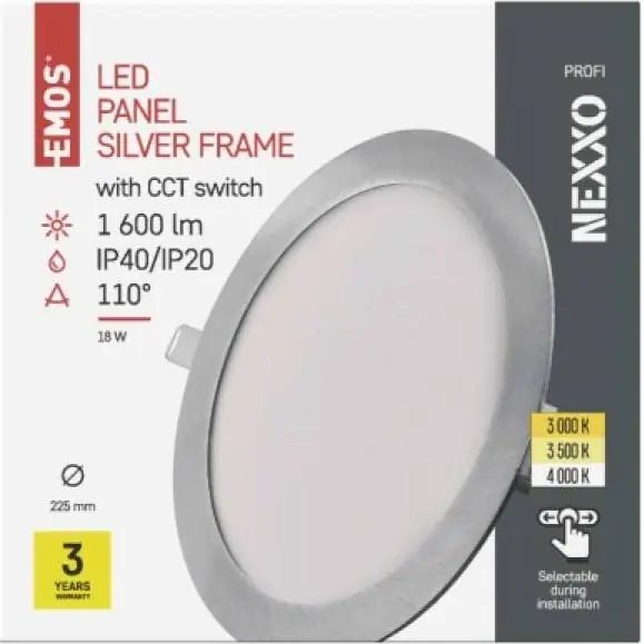 ZD1243 LED vestavné svítidlo NEXXO, kruhové, stříbrné, 18W, se změnou CCT EMOS Lighting Nejprodávanější