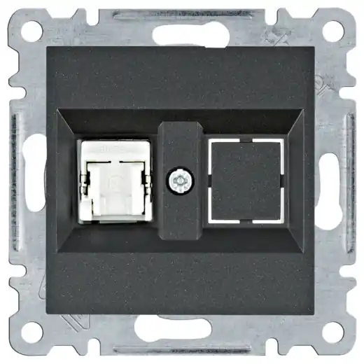 Datová zásuvka Hager Lumina 1x RJ cat.5e FTP, WL2133, IP20, černá mat Must-Have