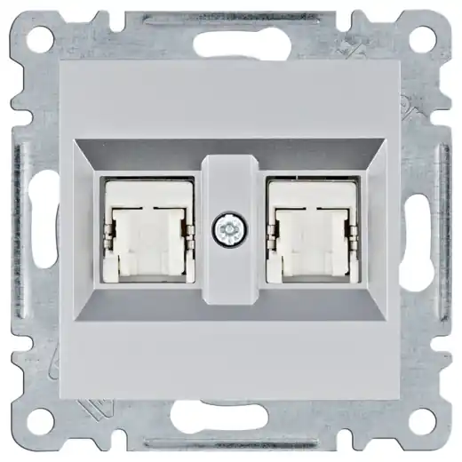 Hit Sezóny Datová zásuvka Hager Lumina 2x RJ cat.5e FTP, WL2142, IP20, stříbrná mat