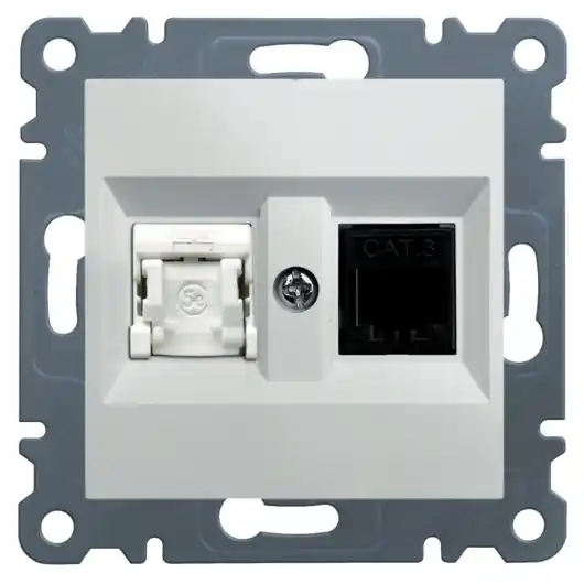 Telefonní zásuvka Hager Lumina 1x RJ11 cat.3/ data 1x RJ cat.5e, WL2210, IP20, bílá lesk Přímo Od Výrobce