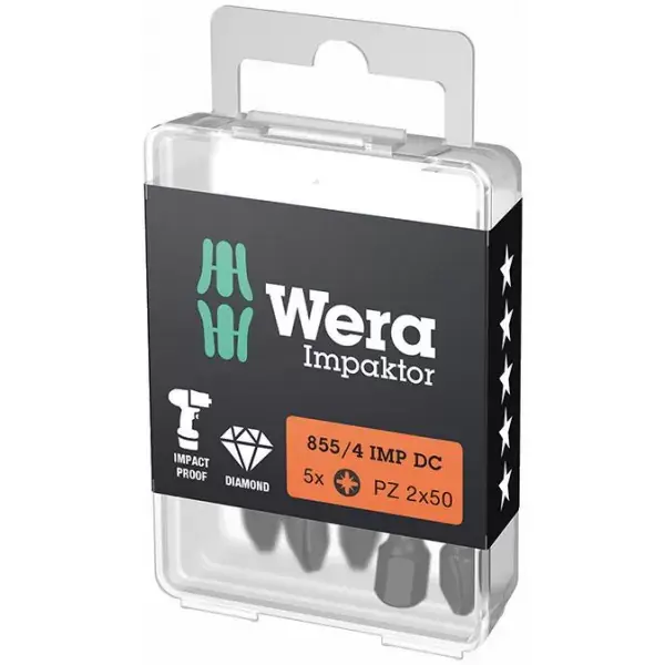 Bit šroubovací 1/4" DIN 3126 E6,3 PZ2x50mm Balení 5 ks Wera 5157661001 Přímo Od Výrobce