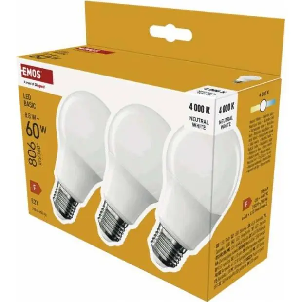 ZL5F48.3 LED žárovka Basic A60 / E27 / 8,8 W (60 W) / 806 lm / neutrální bílá EMOS Levný