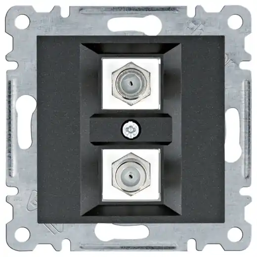 Zásuvka Hager Lumina WL3263 2x F-konektor, černá mat Zlevněný
