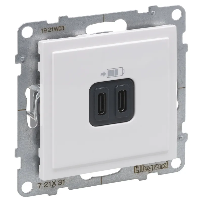 USB nabíječka dvojitá typ C+C Legrand SUNO 721131 bílá Ověřený