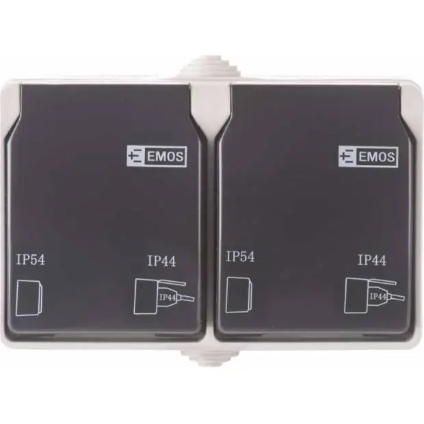 A1396.1 Zásuvka nástěnná dvojitá 16A/250V IP44 EMOS Novinka
