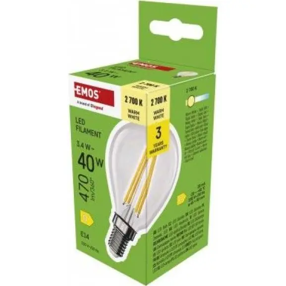 ZF1D22 LED žárovka Filament Mini Globe / E14 / 3,4 W (40 W) / 470 lm / teplá bílá EMOS Kup Teď