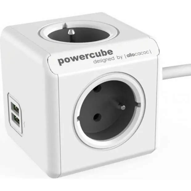 Originální Napájecí kostka PowerCube zásuvka s prodlužovacím kabelem 1.5m na 230V USB GREY
