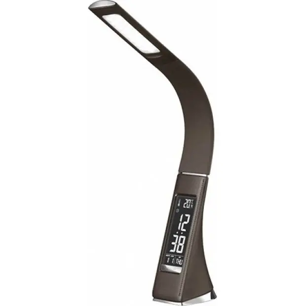 Doprava Zdarma WO46-H LED stolní lampička s displayem, 6W, 4100K, kůže, hnědá Massive