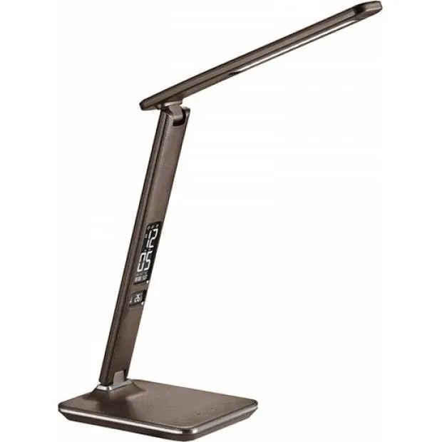 WO45-H LED stolní lampička s displayem, 9W, volba teploty světla, kůže, hnědá Massive Akční Cena