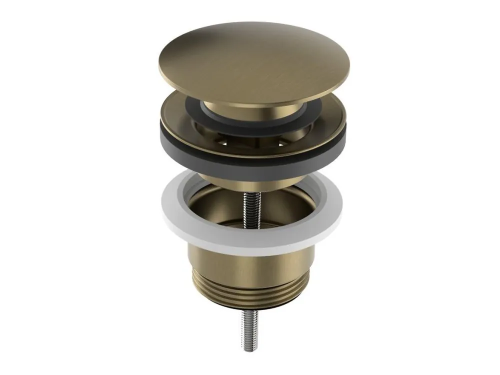 Umyvadlová výpust 5/4“, click-clack, velká zátka, 10-65mm, zlato mat Cenová Bomba