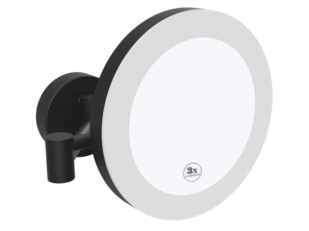 Ihned K Objednání X-ROUND BLACK kosmetické zrcátko závěsné LED, Ø 200mm, černá mat