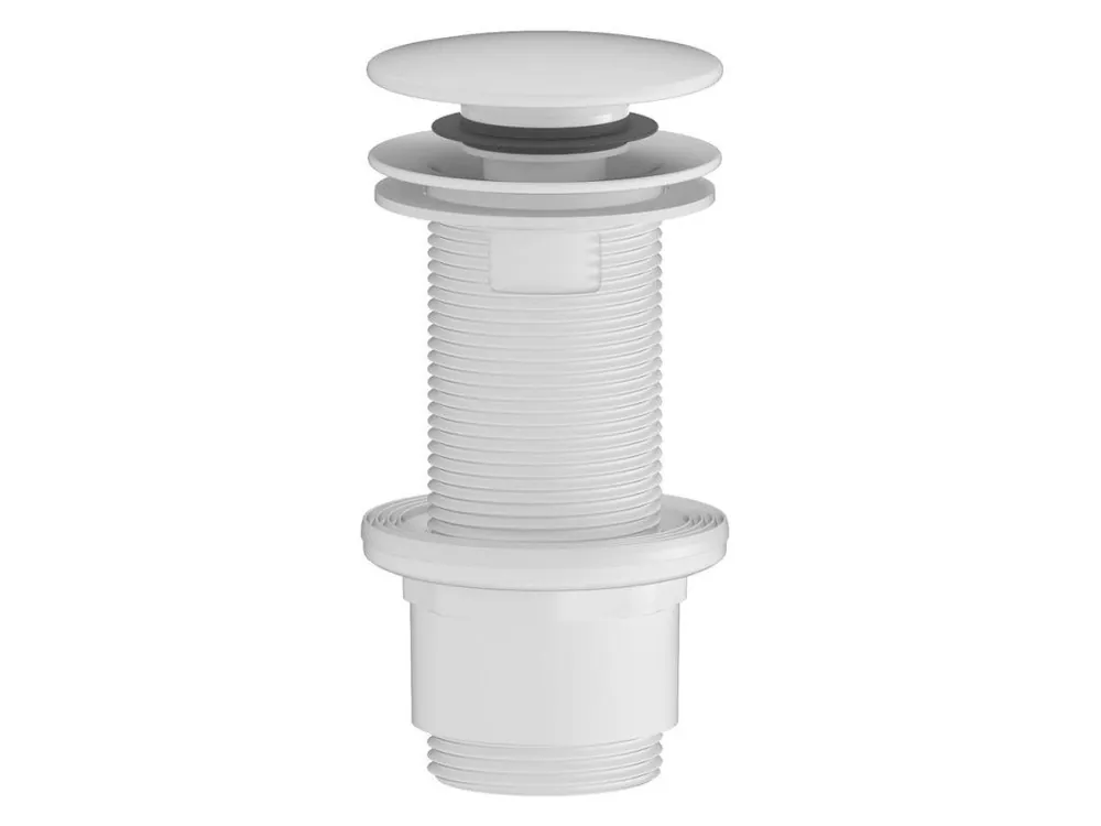 Umyvadlová výpust 5/4“, click-clack, velká zátka, 10-80mm, ABS/bílá mat Super Cena