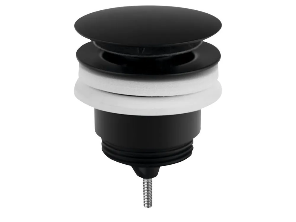 Umyvadlová výpust 5/4“, click-clack, velká zátka, 10-45mm, černá mat Doprava Zdarma