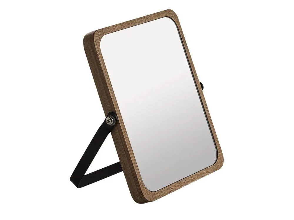 Akční Cena MIDORI kosmetické zrcátko na postavení, 162x185mm, oboustranné, černá/bambus