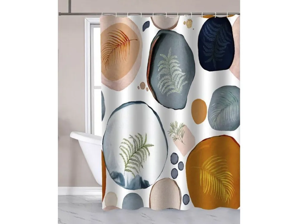 Sezónní Sleva Sprchový závěs 180x180cm, polyester, bubliny/kapradí