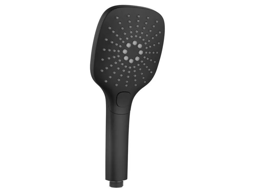 Koupit Online Ruční masážní sprcha s tlačítkem, 3 režimy sprchování, 109x109mm, ABS/černá mat