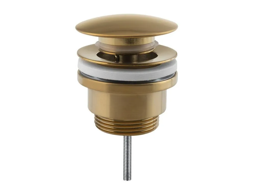 Aktuální Umyvadlová výpust 5/4“, click-clack, velká zátka, tl.10-55mm, zlato mat