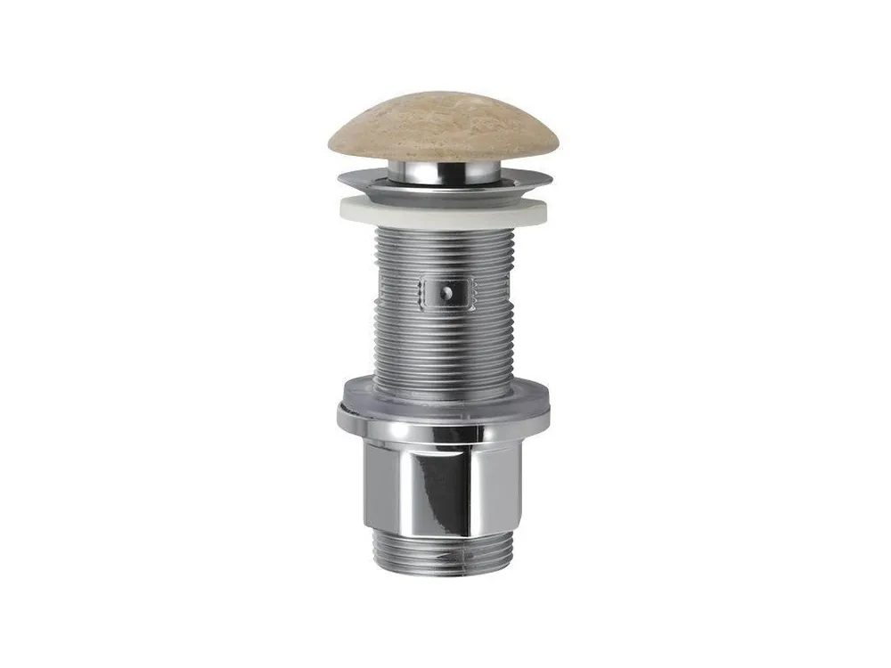 BLOK umyvadlová výpust 5/4“, click-clack, zátka leštěný béžový travertin Výprodej