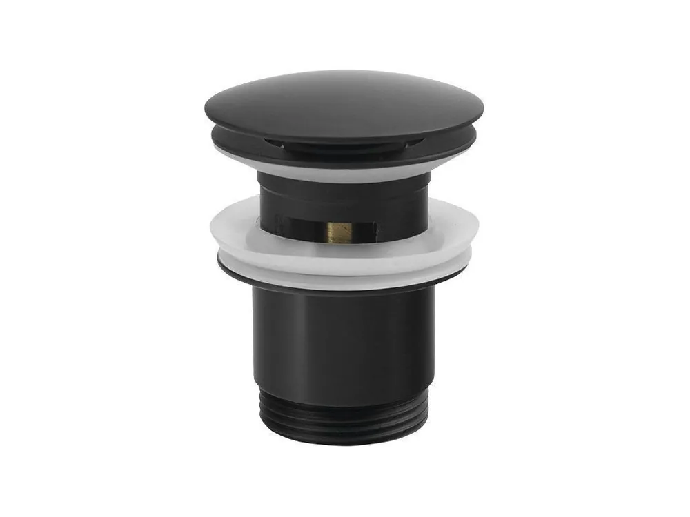 Umyvadlová výpust 5/4“, click-clack, velká zátka, tl.30-45mm, černá mat Výhodná Nabídka