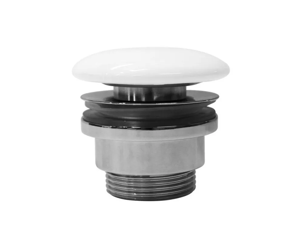 Nízká Cena GSI umyvadlová výpust 5/4“, neuzavíratelná, tl.5-65 mm, keramická krytka, bílá lesk