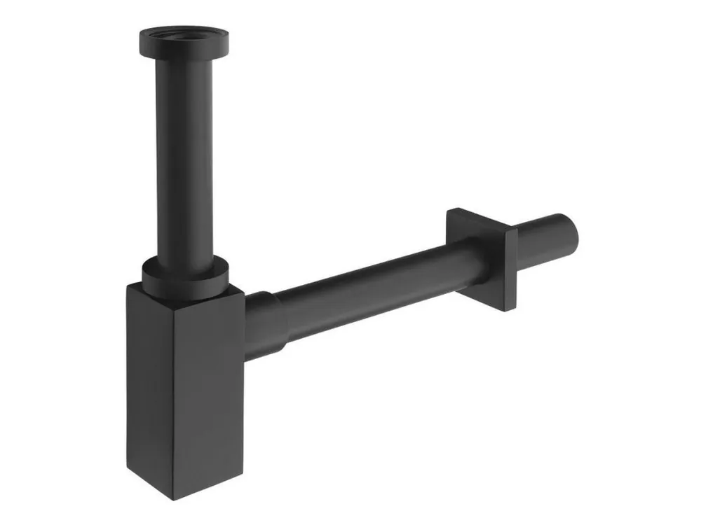 Umyvadlový sifon 5/4", odpad 32mm, hranatý, černá mat Víkendová Akce