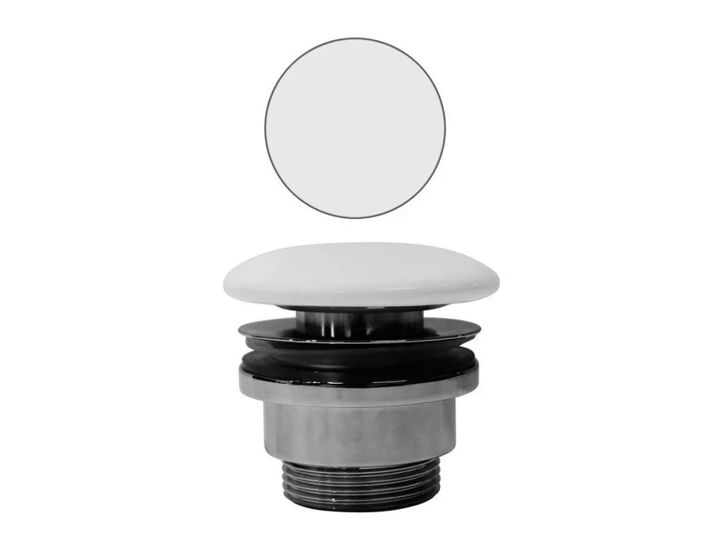 Oblíbený GSI umyvadlová výpust 5/4“, neuzavíratelná, tl.5-65 mm, keramická krytka, bílá mat