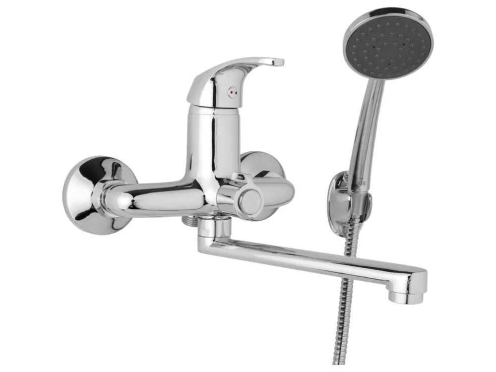 Nástěnná umyvadlová a sprchová baterie SLIM, rozteč 150 mm, otočný přepínač v těle, s příslušenstvím, ramínko 200 mm Originální