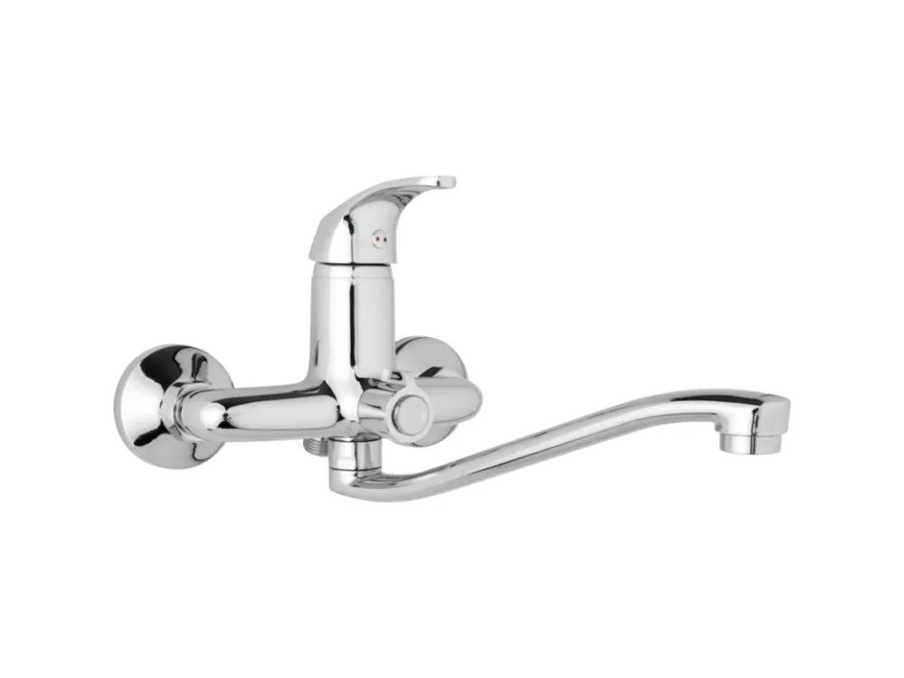 Nástěnná umyvadlová a sprchová baterie SLIM, rozteč 150 mm, otočný přepínač v těle, bez příslušenství, S ramínko 250 mm Nízká Cena