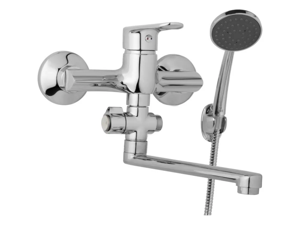 Pouze Dnes Nástěnná umyvadlová a sprchová baterie FINERY, rozteč 150 mm, otočný přepínač, s příslušenstvím, ramínko 200 mm
